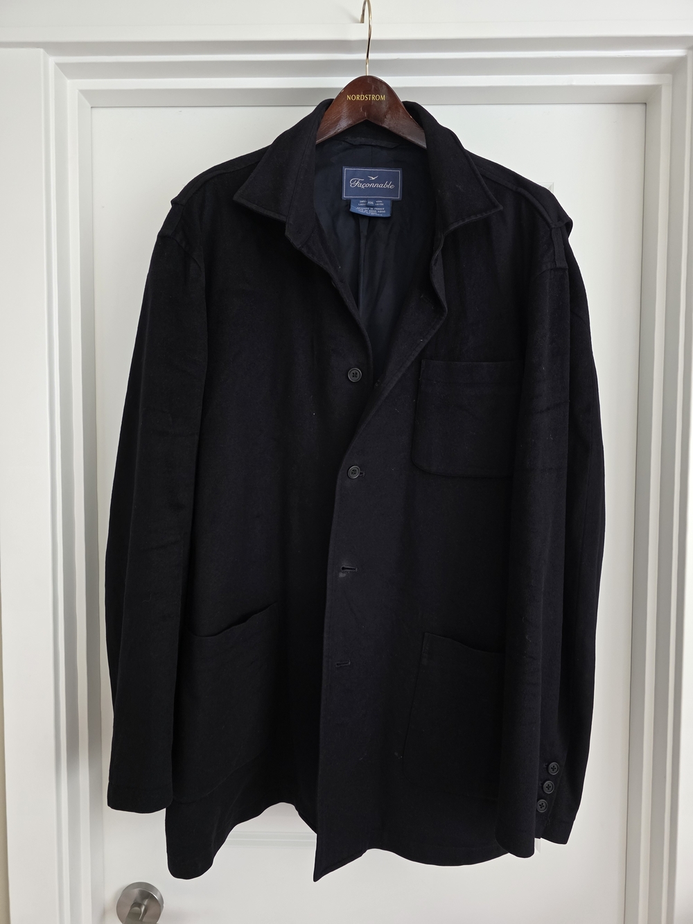 Façonnable Men's Navy Wool Car Coat Blazer Jacket XXL